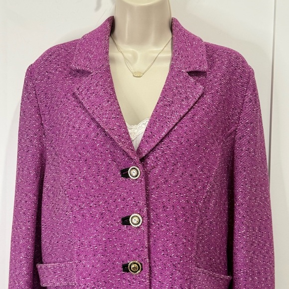 St. John Collection by Marie Gray Santana Jacket 8 Purple Tweed Blazer Vintage - Picture 4 of 15